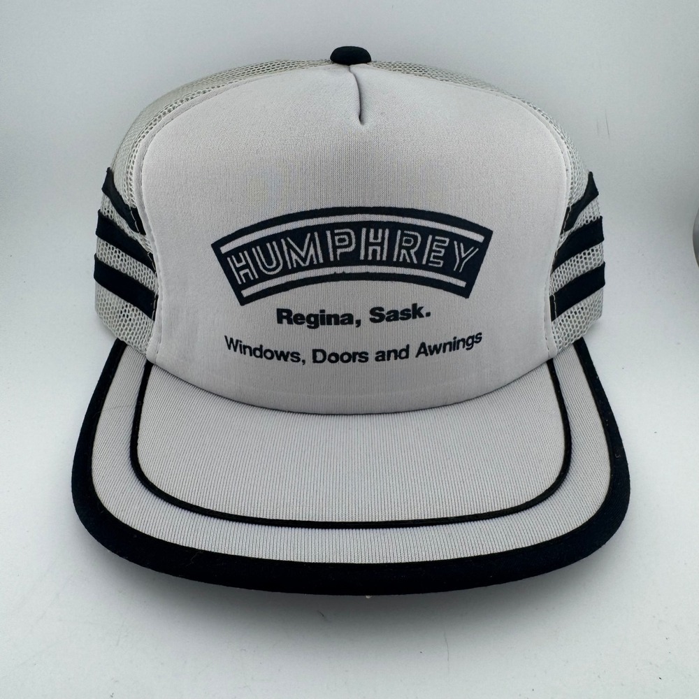 AJM Trucker Hat OS Gray Excellent Humphrey Regina Sask Windows Retro Mesh Cap‎